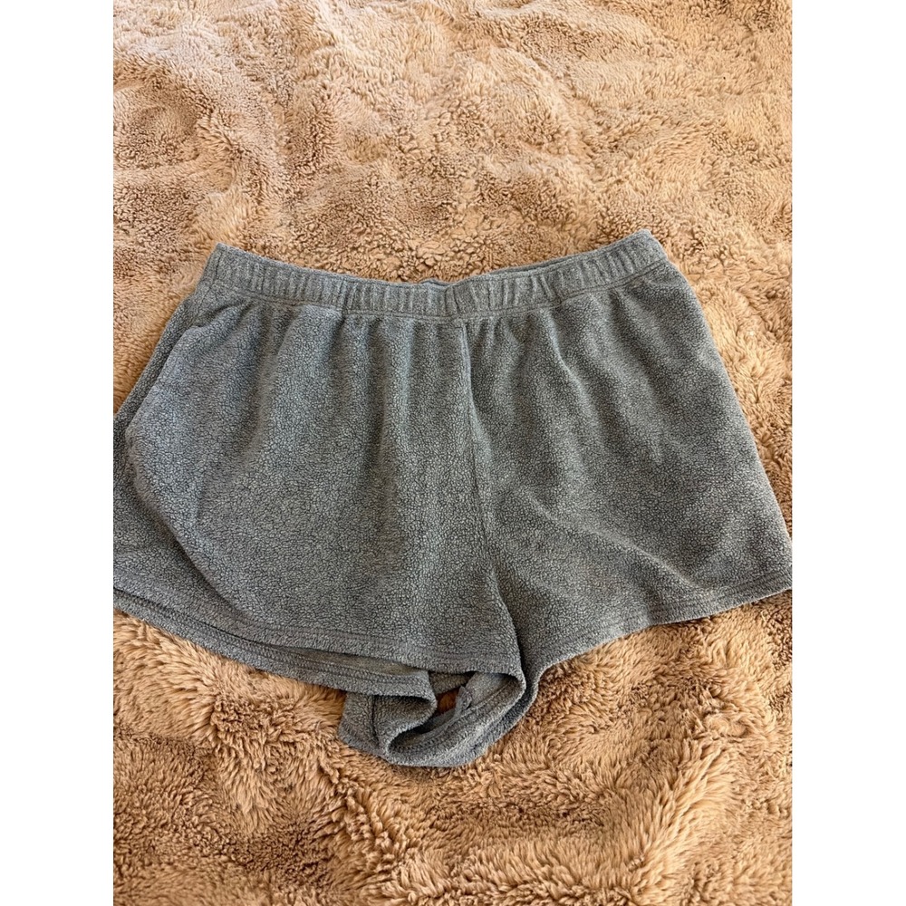 American Eagle Gray Fleece Lounge Shorts Womens XL Elastic Waist Back Pocket
